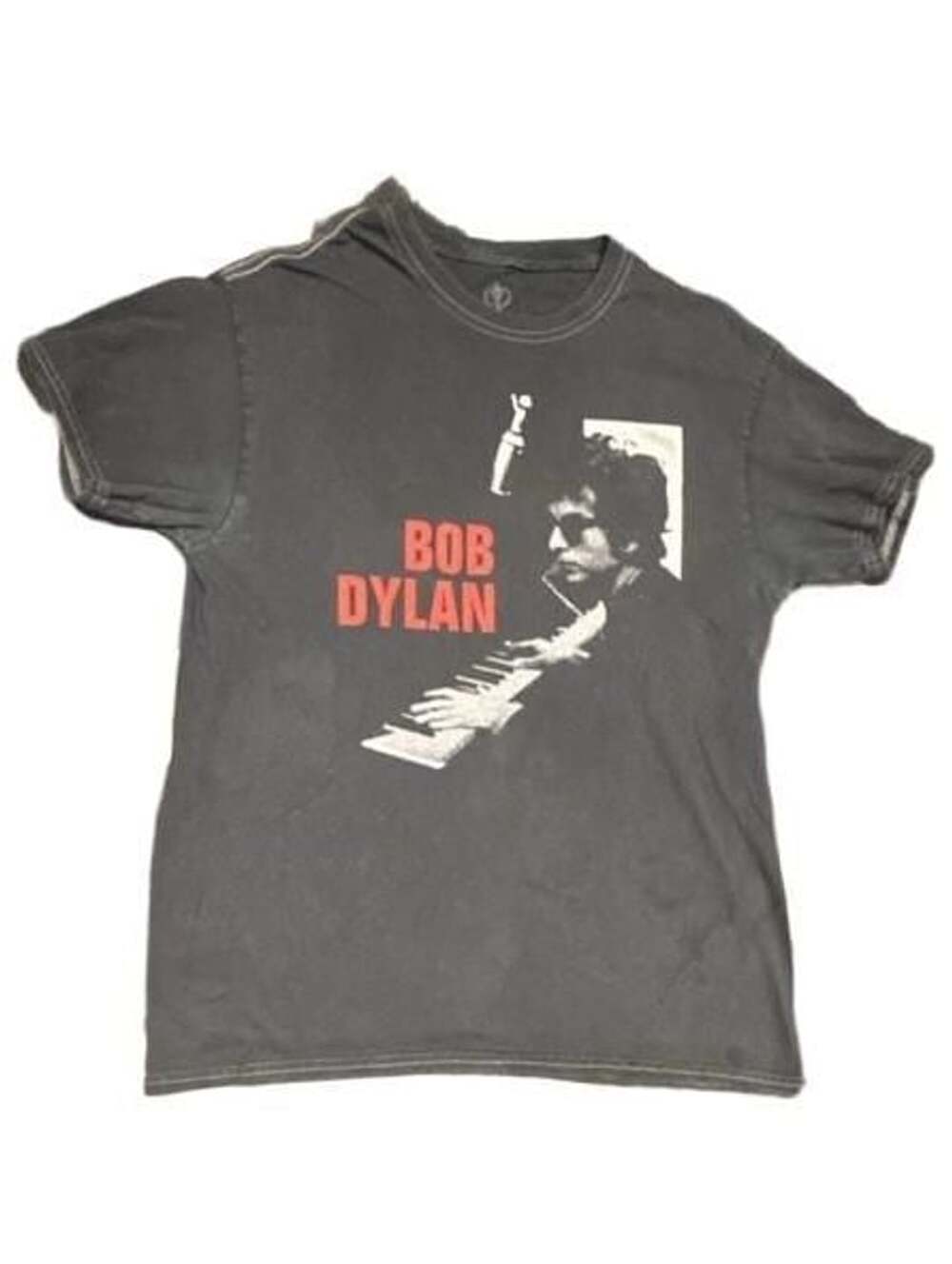 Bob Dylan Playing Piano Graphic T-Shirt Size M Black